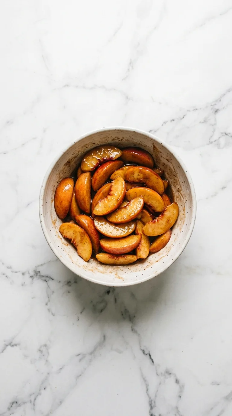 Bisquick Peach Cobbler: American Fruit Dessert – step 2: Season the peaches
