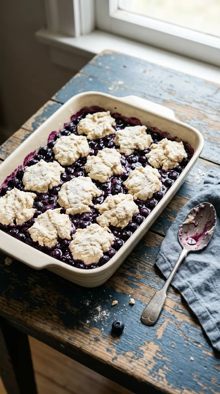 Old Fashioned Blueberry Cobbler: American Berry Dessert – step 6: Top the cobbler