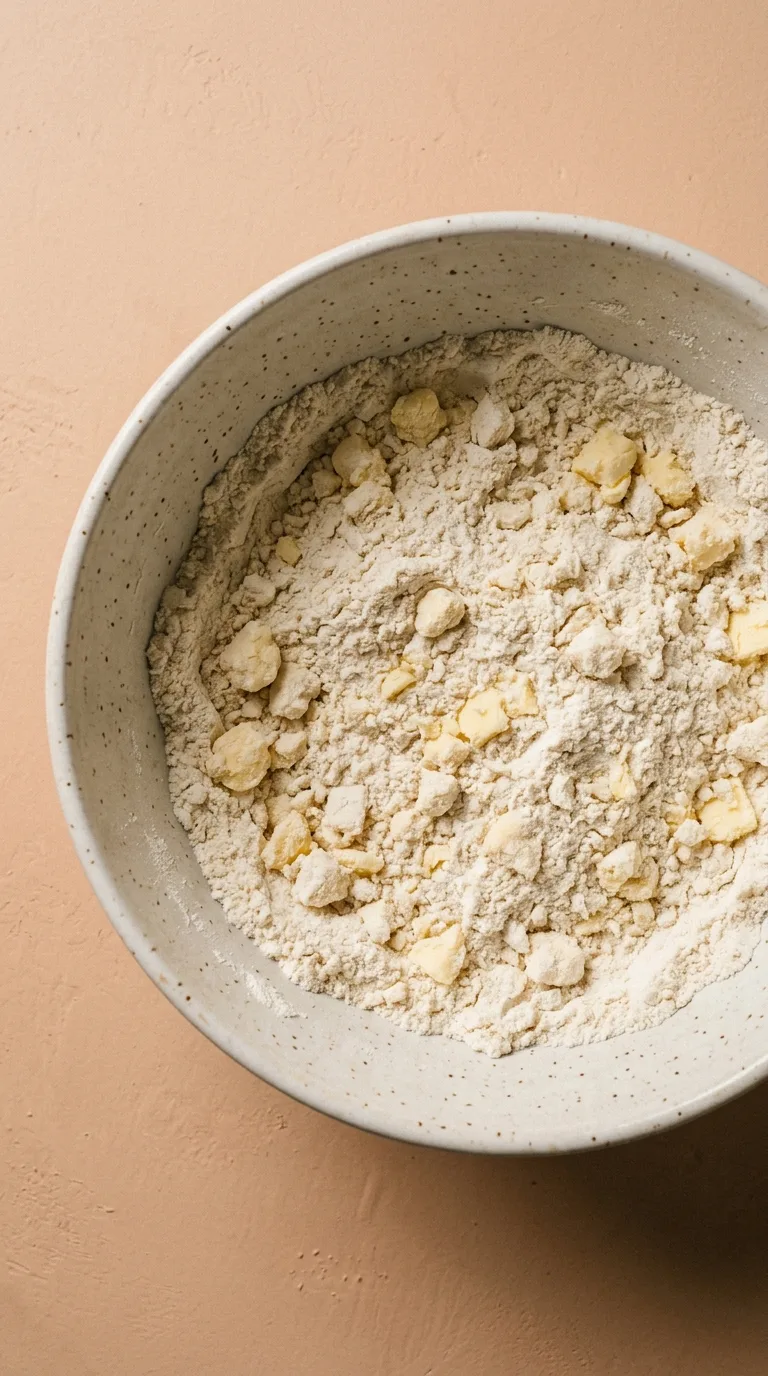 Fresh Southern Peach Cobbler: Fruit Dessert with Biscuit Topping – step 5: Cut in butter