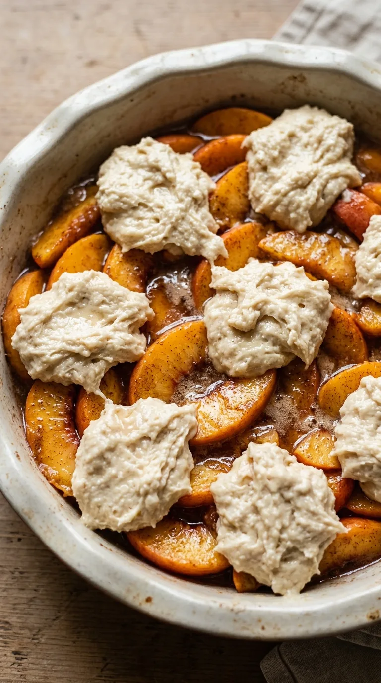 Southern Peach Cobbler: Baked Fruit Dessert – step 4: Assemble the cobbler