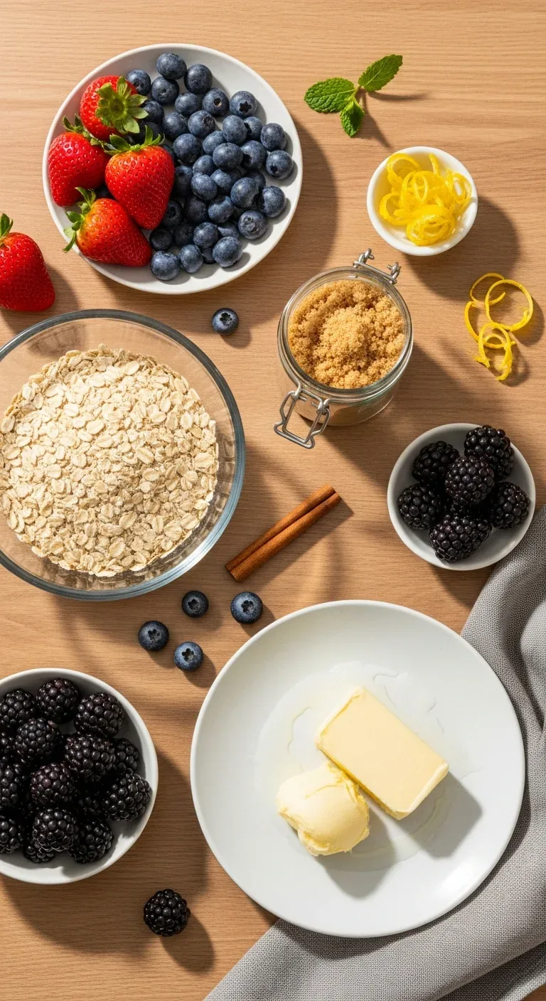 Triple Berry Crisp: Baked Fruit Dessert – step 5: Apply the topping