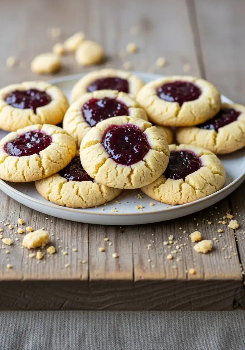 Montana Huckleberry Jam Thumbprints: Butter-Rich Cookies