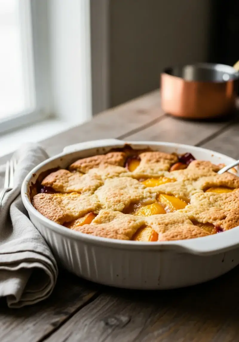 Peach Cobbler: Butter Crumble Dessert
